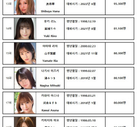 2023년 AV 배우 친필 연하장 FANZA 경매 낙찰액 순위