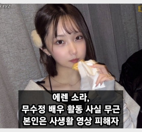 에렌 소라 입장문 발표 무수정 배우 활동 사실 아냐... 오히려 사생활 영상 피해자